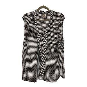 Anne Klein Plus Size 3X Black & White Tie-Neck Blouse – Workwear or Casual Chic